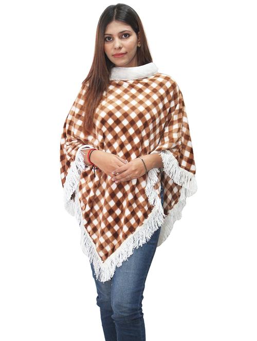 brown checkered woolen poncho - 20512095 - Very Small Image - 1