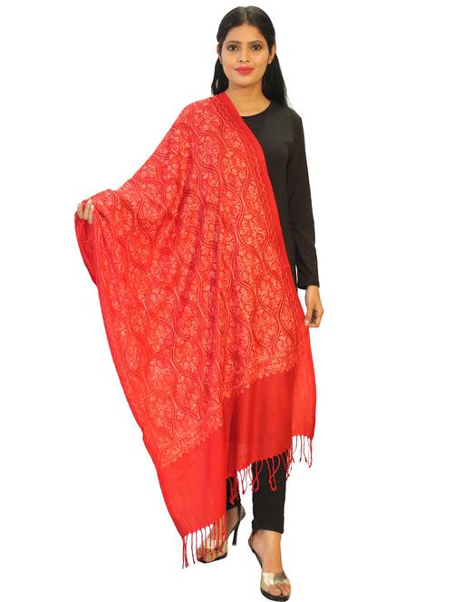 red self design shawl - 20512126 - Very Small Image - 1
