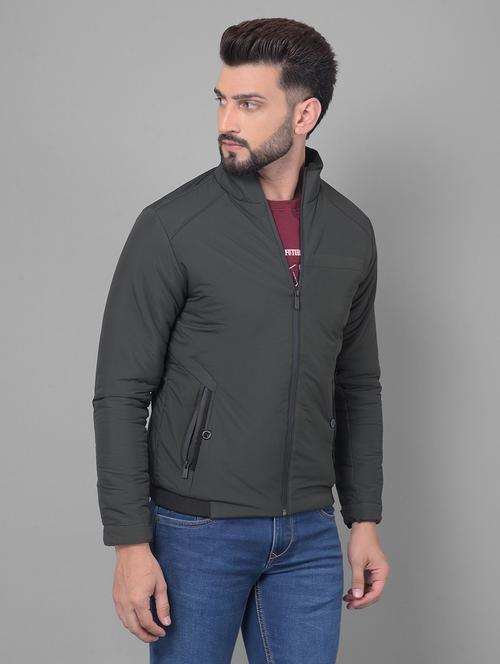 men solid olive green bomber jacket - 20512650 - Very Small Image - 1