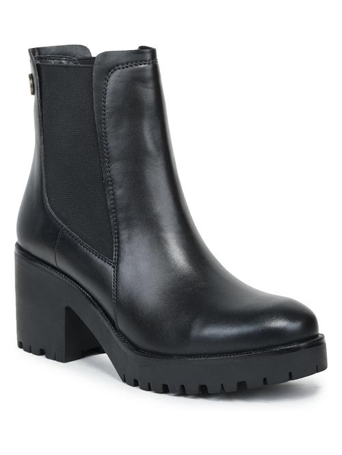 women solid black ankle height boots - 20519353 - Very Small Image - 1