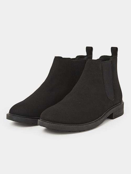 men solid black suede high ankle boots - 20519533 - Very Small Image - 1
