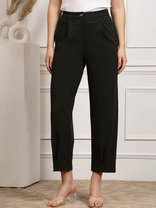 women solid high rise peg trouser - 20520204 - Very Small Image - 1