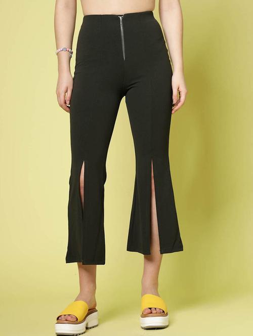 wome mid rise solid bootcut trouser - 20520235 - Very Small Image - 1
