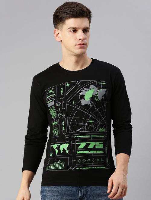 men round neck front print t-shirt - 20520358 - Very Small Image - 1
