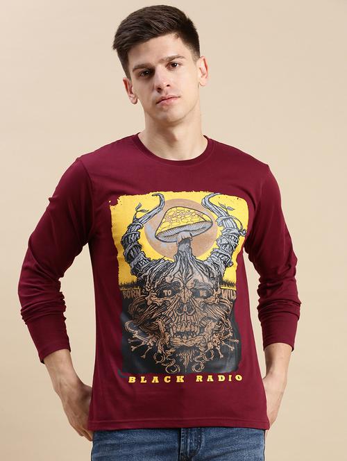 men round neck front print t-shirt - 20520376 - Very Small Image - 1