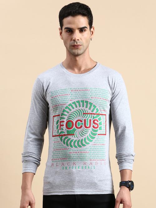 men round neck front print t-shirt - 20520464 - Very Small Image - 1