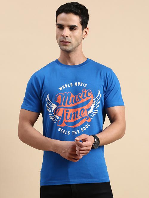men round neck front print t-shirt - 20520492 - Very Small Image - 1