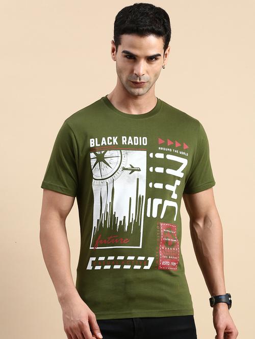 men round neck front print t-shirt - 20520500 - Very Small Image - 1