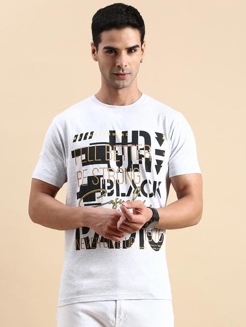 men round neck front print t-shirt - 20520503 - Very Small Image - 1