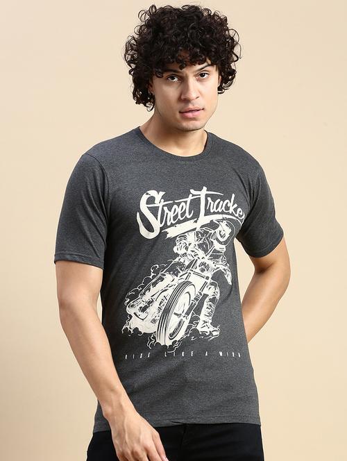 men round neck front print t-shirt - 20520534 - Very Small Image - 1