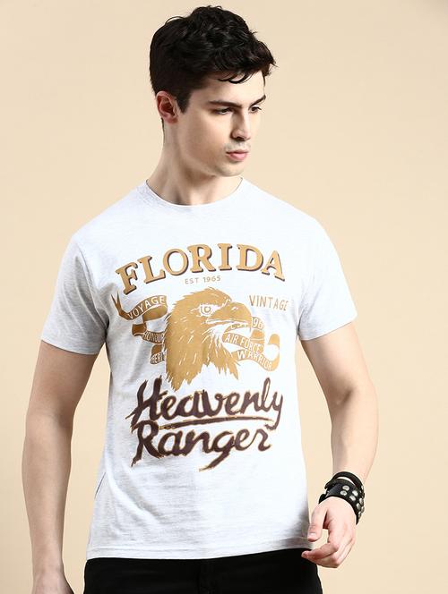 men round neck front print t-shirt - 20520539 - Very Small Image - 1