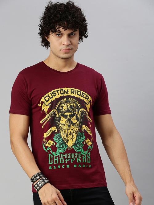 men round neck front print t-shirt - 20520574 - Very Small Image - 1