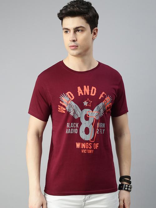 men round neck front print t-shirt - 20520577 - Very Small Image - 1