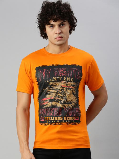 men round neck front print t-shirt - 20520600 - Very Small Image - 1