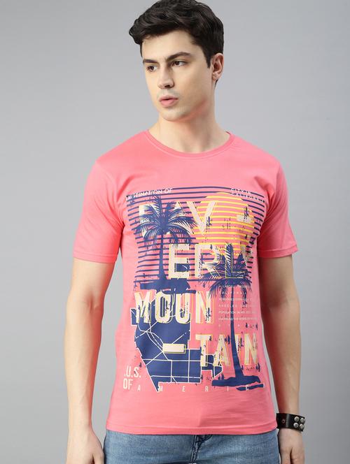 men round neck front print t-shirt - 20520616 - Very Small Image - 1