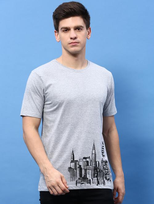 men round neck placement print t-shirt - 20520929 - Very Small Image - 1