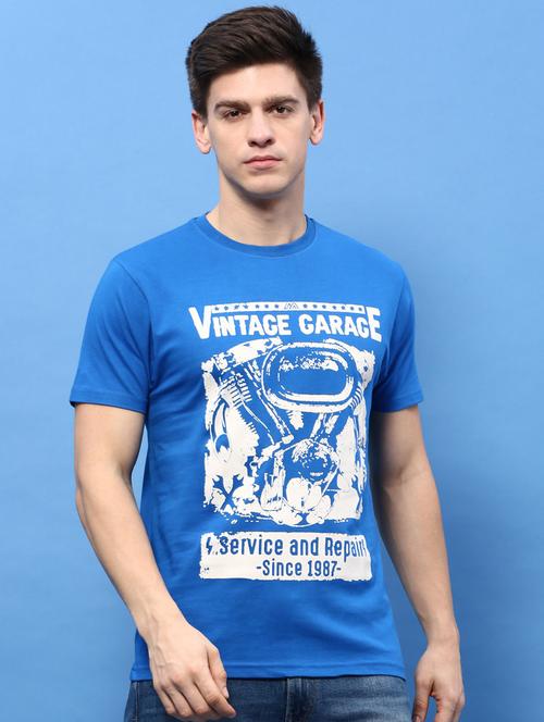 men round neck front print t-shirt - 20520942 - Very Small Image - 1