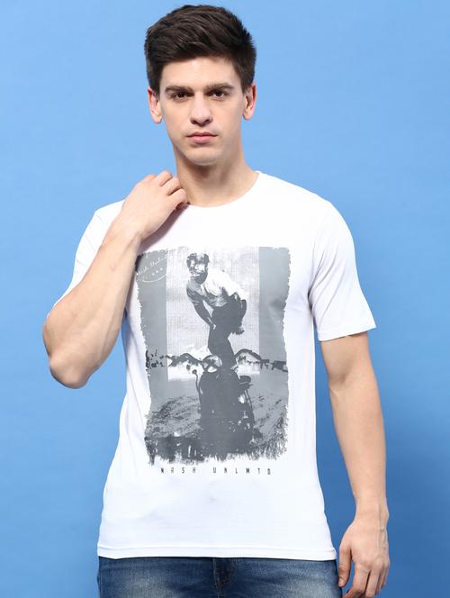 men round neck front print t-shirt - 20520945 - Very Small Image - 1