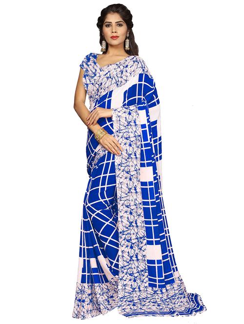 women's checks multi colored saree with blouse - 20521539 - Very Small Image - 1