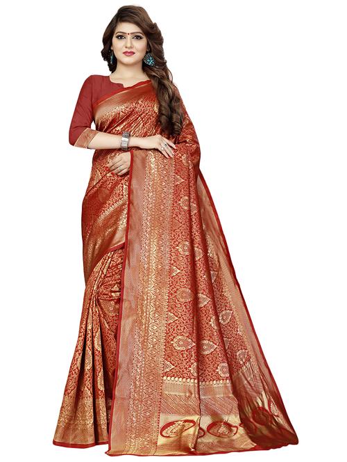 women's banarasi saree with blouse - 20521585 - Very Small Image - 1