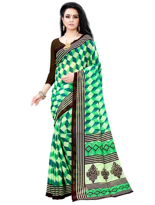 women's geometric green colored saree with blouse - 20521637 - Very Small Image - 1