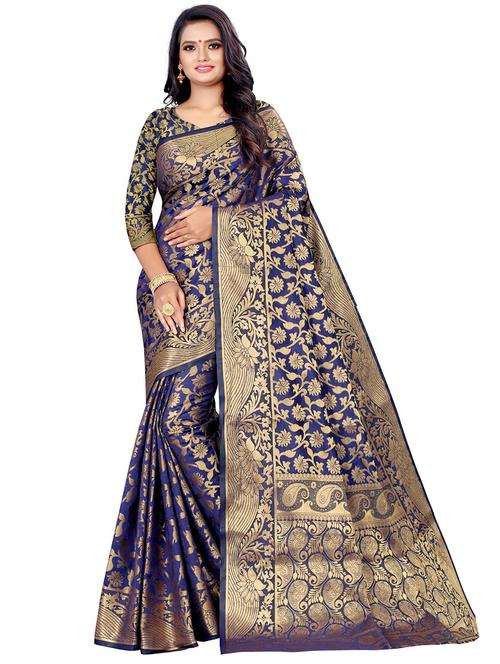 women's banarasi saree with blouse - 20521658 - Very Small Image - 1