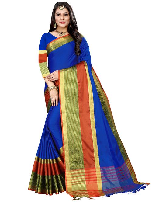 women's self design royal blue colored saree - 20521813 - Very Small Image - 1