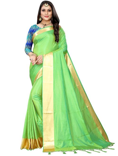 women's self design green colored saree with blouse - 20521825 - Very Small Image - 1