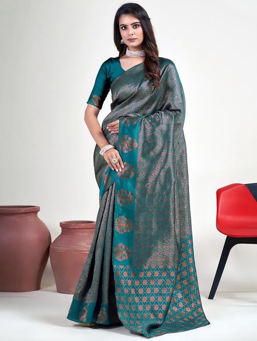 women's banarasi saree with blouse - 20521919 - Very Small Image - 1