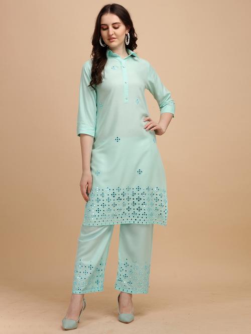 light blue kurta palazzo set - 20521941 - Very Small Image - 1