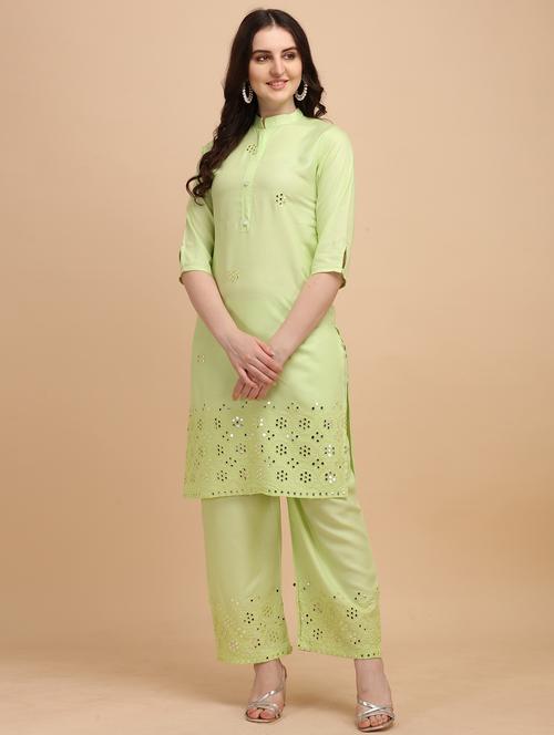 lime green kurta palazzo set - 20521942 - Very Small Image - 1