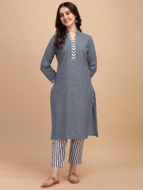 grey kurta palazzo set - 20521948 - Very Small Image - 1