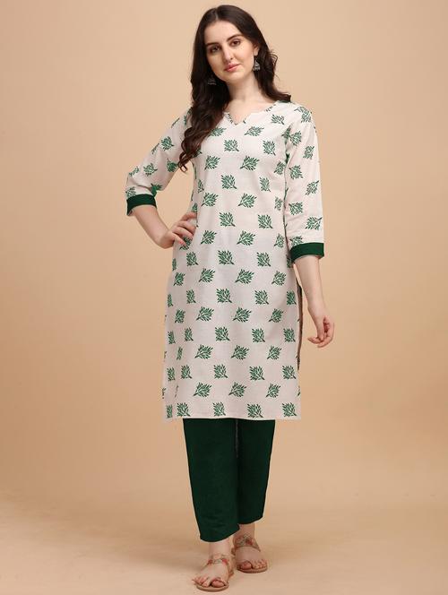 green printed kurta pant set - 20521995 - Very Small Image - 1