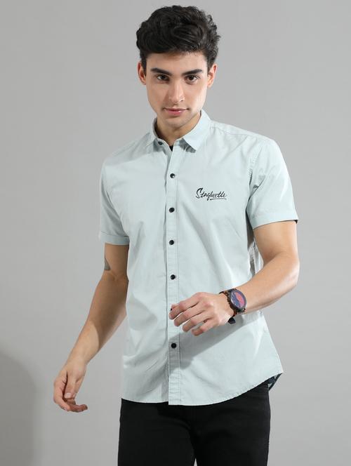 light blue solid casual shirt - 20522329 - Very Small Image - 1