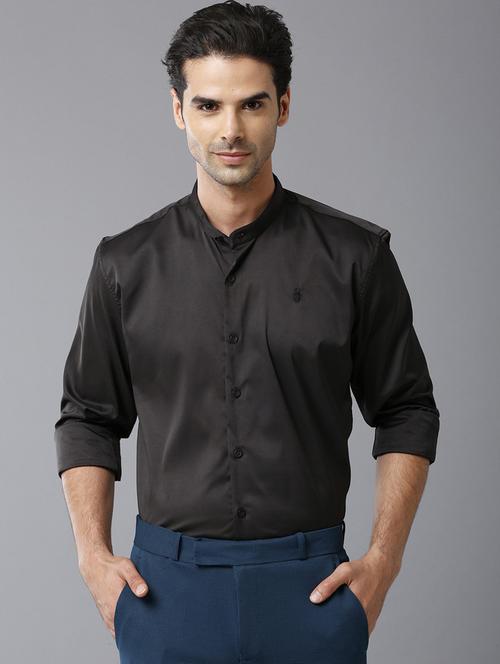 men solid mandarin collar casual shirt - 20522351 - Very Small Image - 1