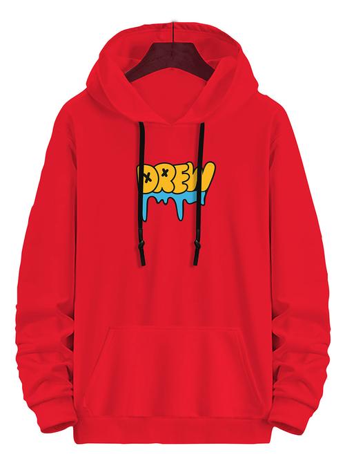 red fleece chest print sweatshirt - 20522617 - Very Small Image - 1
