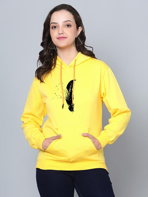 yellow fleece chest print sweatshirt - 20523118 - Very Small Image - 1