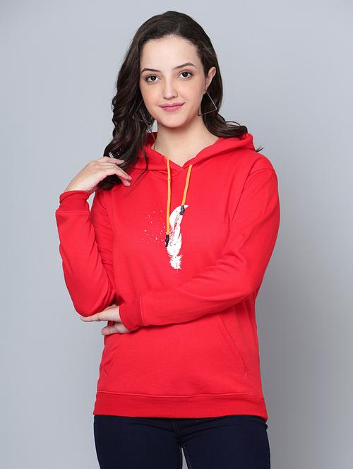 red fleece chest print sweatshirt - 20523119 - Very Small Image - 1