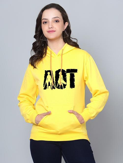 yellow chest print hooded sweatshirt - 20523218 - Very Small Image - 1