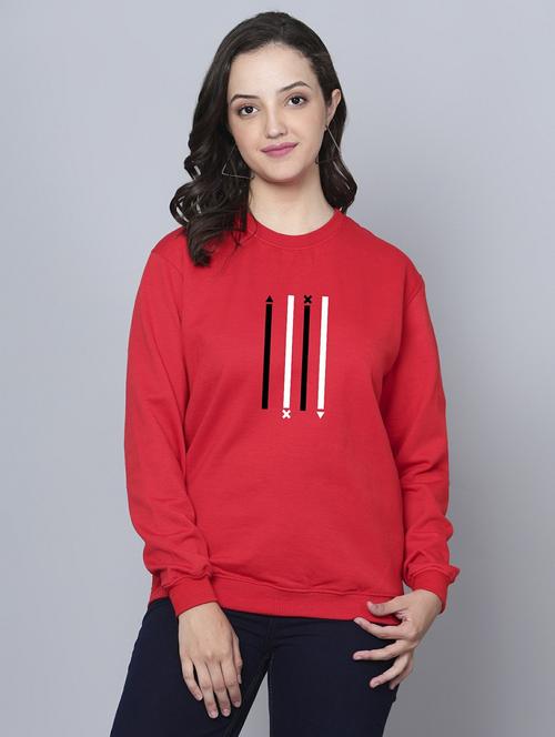red fleece chest print sweatshirt - 20524094 - Very Small Image - 1