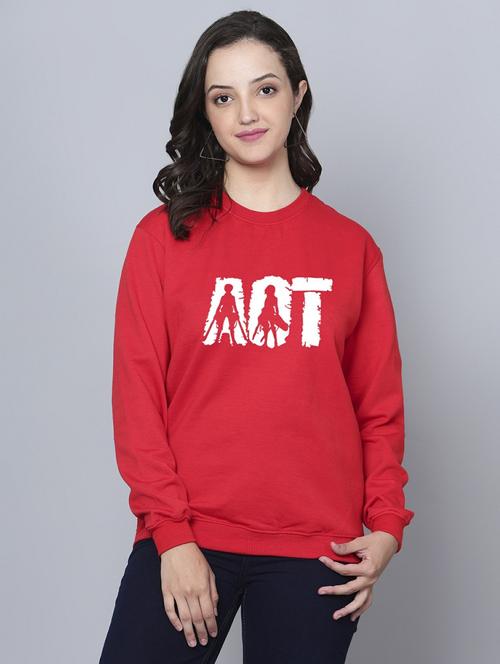 red fleece chest print sweatshirt - 20524146 - Very Small Image - 1