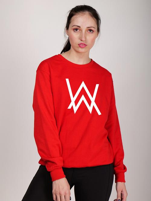 red fleece chest print sweatshirt - 20524340 - Very Small Image - 1