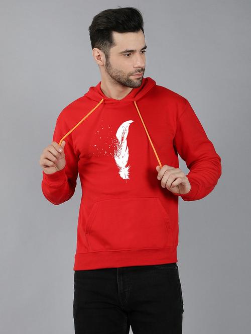 red fleece chest print sweatshirt - 20526260 - Very Small Image - 1