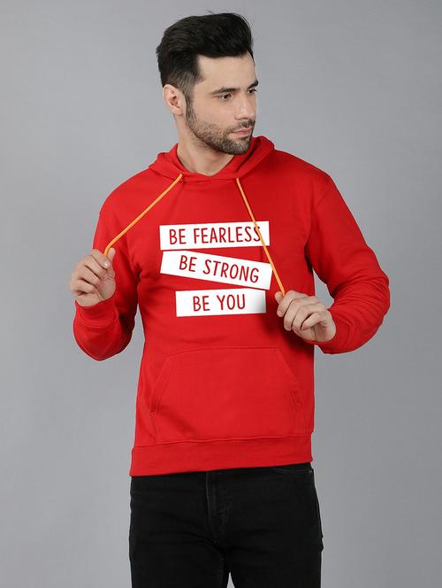 red fleece chest print sweatshirt - 20526345 - Very Small Image - 1