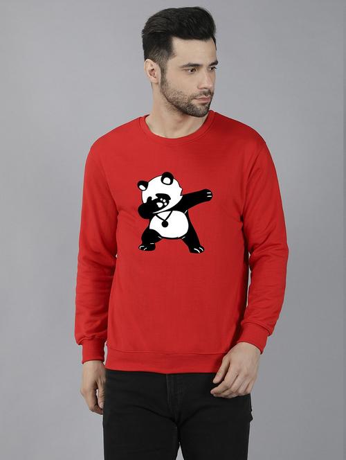 red fleece chest print sweatshirt - 20527732 - Very Small Image - 1