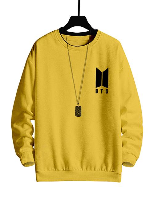 men graphic printed yellow fleece sweatshirt - 20532685 - Very Small Image - 1
