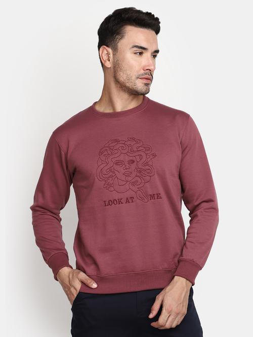 round neck self design sweatshirt - 20534042 - Very Small Image - 1