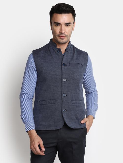 men self design mandarin neck nehru jacket - 20534056 - Very Small Image - 1