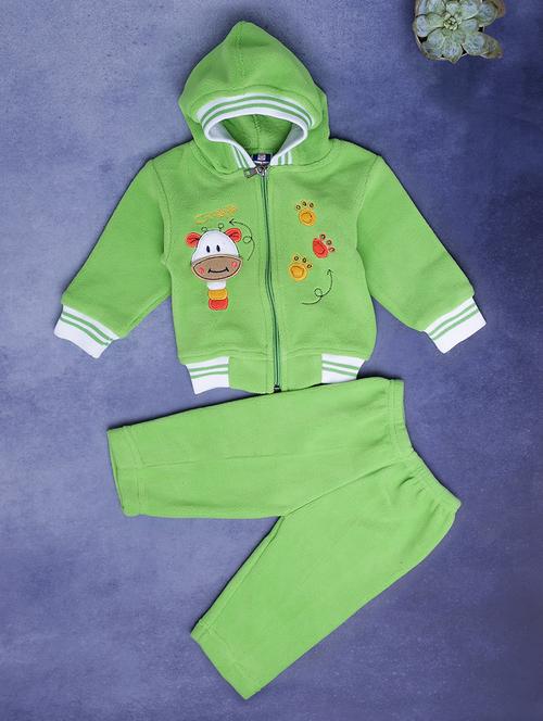 kids embroidery character detailed zipper hoodie & pyjama set - 20534472 - Very Small Image - 1