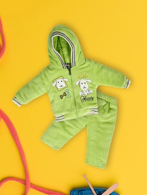 kids green front character detailed hooded t-shirt & pyjama set - 20534492 - Very Small Image - 1